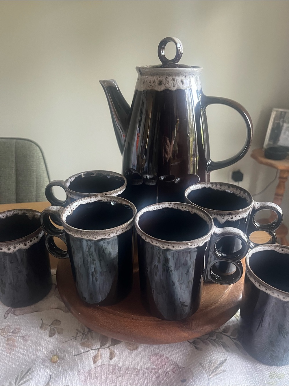 Vintage brown and white drip glaze tea/coffee set
